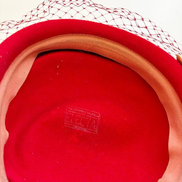 Vintage Union Made Pill Box Hat Red main image 5